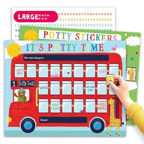 Toilet Training Reward Chart for Children - Train to Poop - Toddler Potty Training Sticker Chart - Behavior Chart for Kids at Home - Cute Bus Design for Boys Girls Kids Son Daughter - by Central 23