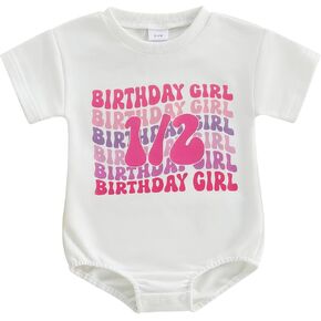 Lamuusaa Baby Girl Boy Half Birthday Outfit 1/2 Birthday Girl/Boy Romper Half Way To One Bodysuit Summer Clothes