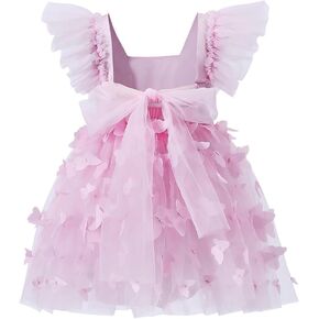 Karett Baby Girl Dress Tutu Flutter Sleeve Little Girl Dresses Bowknot مع حفاضات لحفل عيد الميلاد 6M-5Y