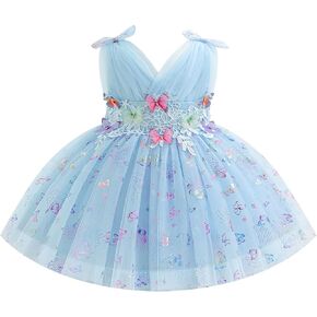 OBEEII Baby Girls Birthday Party Dress Princess 3D Butterfly Sequin Tulle Tutu Dress Toddler Pageant Formal Prom Dance Gown