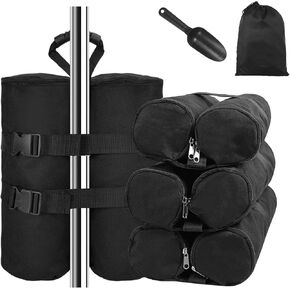 JUSTDOLIFE 4 Pack Canopy Weight Sandbags, (240 lbs) Oxford Fabric Tent Sand Bag with Handle and Zipper for Camping, Includes Shovel and Storage Bag