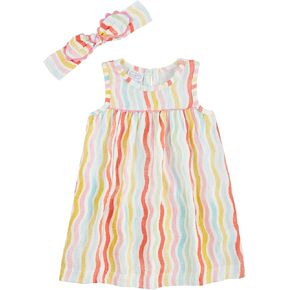 Mud Pie Baby Girls Children's Rainbow Dress and Headband