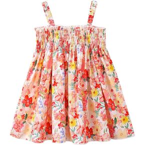 Toddler Girl Summer Halter Dresses Little Girl Vintage Cute Floral Strap Dress Casual Vacation Beach Sundress 1-8T