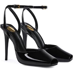 Womens Square Peep Toe Stiletto High Heels Ankle Strap Sandals Backless Buckle Dress Party Fashion Shoes