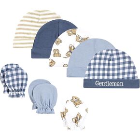 Hudson Baby Unisex Baby Cotton Cap and Scratch Mitten Set, 0-6 Months