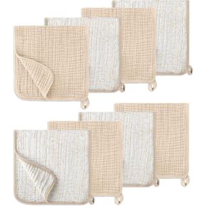 Muslin Burp Cloths, 20"x10"- Pack of 8, 6 Layers Super Soft Absorbent & Breathable 100% Cotton for Baby Drool and Messes, Burp Cloth Baby Boy and Burp Cloths Baby Girl