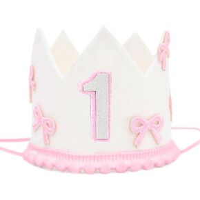 JeVenis Girl 1st Birthday Hat Coquette Birthday Cake Decor 1st Birthday Girl Pink Bow Birthday Decoration Pink Bow Birthday Decorations