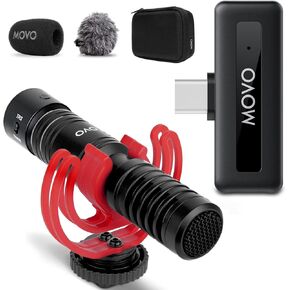 Movo VXR10-PRO Shotgun Mic with WM-VXR10 Wireless USB-C Adapter