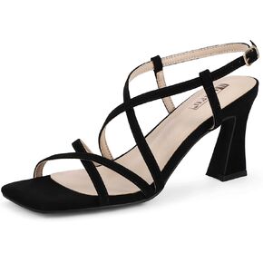 IDIFU IN3 Strappy Heels for Women Low Block Chunky Square Open Toe Kitten Heels Slingback Ankle Strap Dressy Wedding Bride Daily Party Comfortable Sexy Dress Shoes