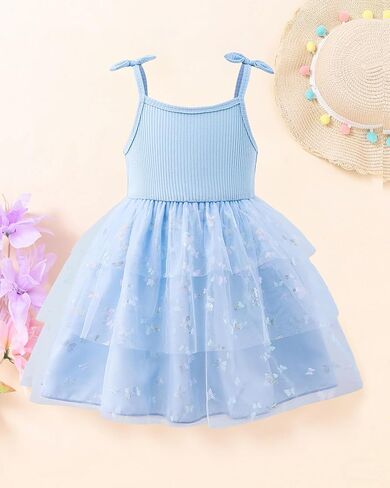 Mioglrie Toddler Flower Girl Dress Tutu Party Dress Princess Sundresses Spaghetti Strap Tulle Sequin Dresses for Girl in Saudi Arabia