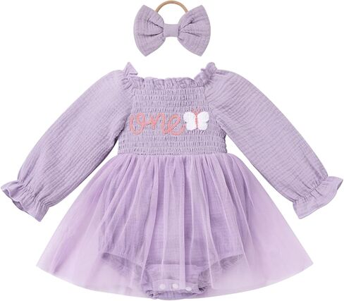 IDOPIP Baby Girls Strawberry Butterfly 1st Birthday Outfit Berry One Romper Smocked Ruffle Tutu Dress with Headband Clothes in Saudi Arabia