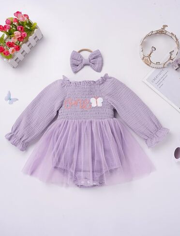 IDOPIP Baby Girls Strawberry Butterfly 1st Birthday Outfit Berry One Romper Smocked Ruffle Tutu Dress with Headband Clothes in Saudi Arabia