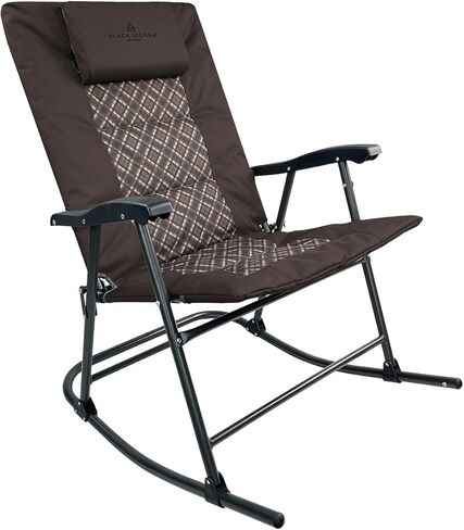 Black Sierra High Back Folding Rocking Chair, XL Oversize Camping Rocker Supports 300 LBS, Padded Portable Heavy Duty Armchair for Deck and Patio in Saudi Arabia