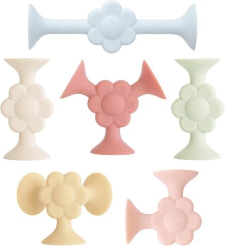 mushie Silicone Suction Builder Toy | 18 pcs for Kids 3 Years+ (Daisy) in Kuwait