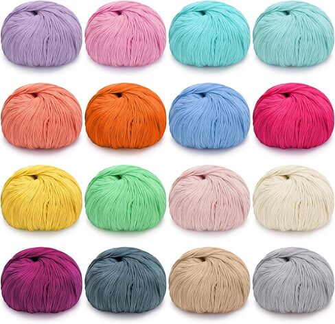 Cotton Yarn for Crocheting - 16 Skeins Sport Weight Yarn, Soft Yarn for Knitting and Crochet, Milk Cotton Yarn, Each 1.76oz/164yard (Assorted Colors) in Kuwait