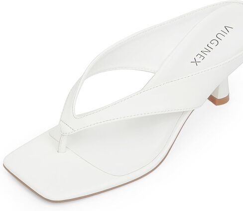 VIUGJNEX Women’s Kitten Heels Flip Flops Slip On Open Toe Low Heels Thong Square Slide Summer Fashion Party Heeled Dressy Sandals for Women in Kuwait
