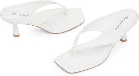 VIUGJNEX Women’s Kitten Heels Flip Flops Slip On Open Toe Low Heels Thong Square Slide Summer Fashion Party Heeled Dressy Sandals for Women in Kuwait
