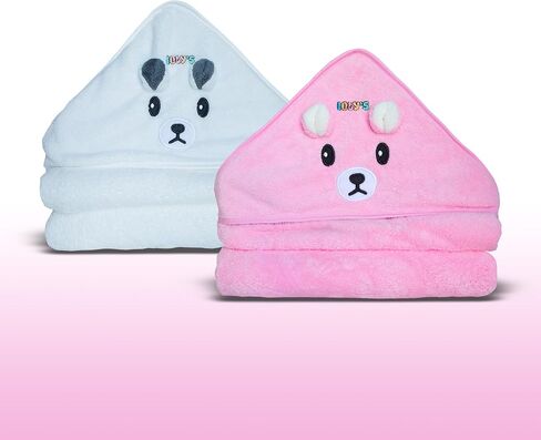 Ioly's Hooded Baby Bath Towels for Newborn Essentials 41" Set of 2 Towels with Hood for Kids Babies Toddler Infant (Large) Baby Towel Cosas para Bebes recien nacidos Bath Items (White and Pink) in Kuwait