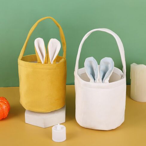 Easter Bunny Baskets, Rabbit Handbag with Fluffy Ears for Easter Egg Hunt Stuffer Easter Gifts Baskets (Gray) in Saudi Arabia