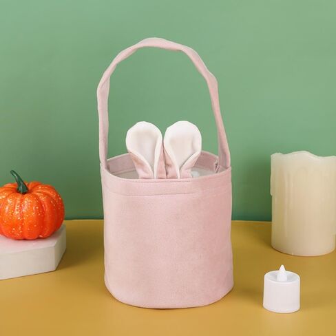 Easter Bunny Baskets, Rabbit Handbag with Fluffy Ears for Easter Egg Hunt Stuffer Easter Gifts Baskets (Gray) in Saudi Arabia