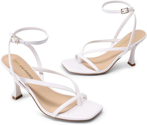 DREAM PAIRS Women's Low Kitten Heels Strappy Design with Lace Up Open Square Toe Thong Ankle Strap Shoes Fashionable Sexy Sylvestra Heeled Sandals for Dressy Occasions in Saudi Arabia