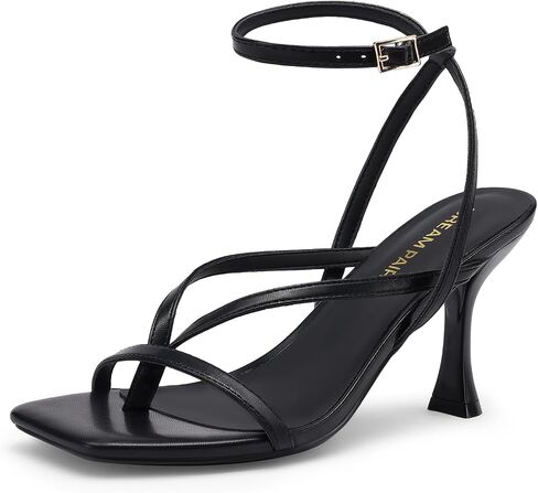 DREAM PAIRS Women's Low Kitten Heels Strappy Design with Lace Up Open Square Toe Thong Ankle Strap Shoes Fashionable Sexy Sylvestra Heeled Sandals for Dressy Occasions in Saudi Arabia
