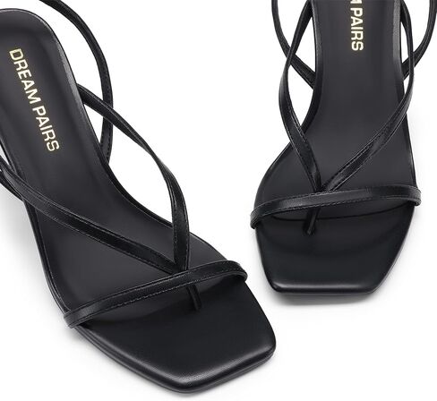DREAM PAIRS Women's Low Kitten Heels Strappy Design with Lace Up Open Square Toe Thong Ankle Strap Shoes Fashionable Sexy Sylvestra Heeled Sandals for Dressy Occasions in Saudi Arabia