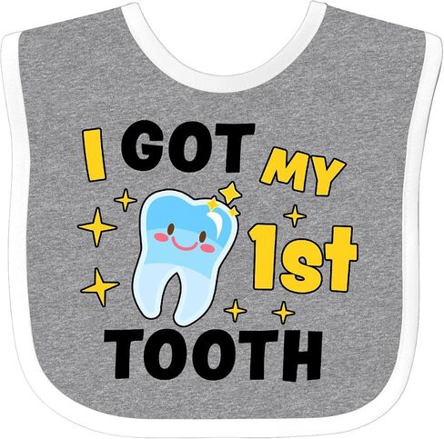 inktastic I Got My 1st Tooth with Cute Tooth Baby Baby Bib in Saudi Arabia