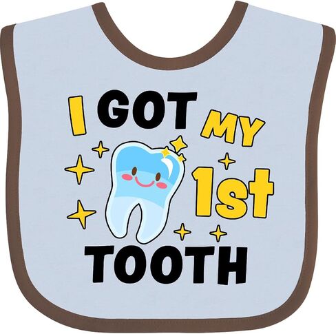 inktastic I Got My 1st Tooth with Cute Tooth Baby Baby Bib in Saudi Arabia