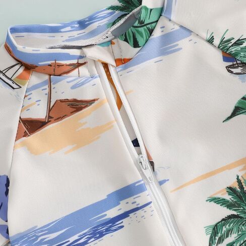 Baby Boys Summer Swimsuit Dinosaur/Shark Print Zipper One Piece Rash Short Sleeve Zipper Jumpsuit Swimwear Beachwear in Saudi Arabia