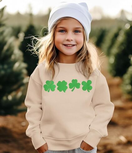 Ritatte Toddler طفلة بوي بوي القديس باتريك مرة أخرى من النوع الثقيل Clover Shamrock Graphic Pullover Irish Crewneck قمم طويلة الأكمام الطويلة in Kuwait