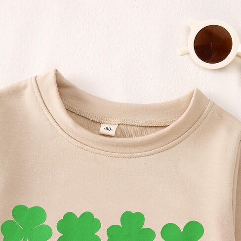 Ritatte Toddler طفلة بوي بوي القديس باتريك مرة أخرى من النوع الثقيل Clover Shamrock Graphic Pullover Irish Crewneck قمم طويلة الأكمام الطويلة in Kuwait