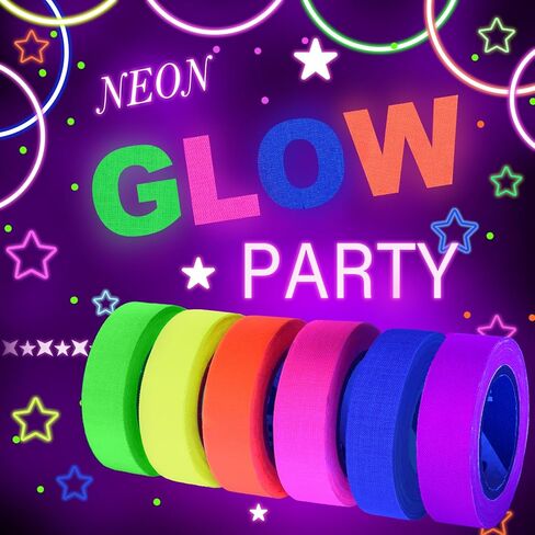 Neon Gaffer Cloth Tape, UV Blacklight Glow in The Dark Tape for Neon Party, UV Reactive Neon Tape for Glow Party Supplies, 1 inch x 66 Feet - Fluorescent Orange in Kuwait