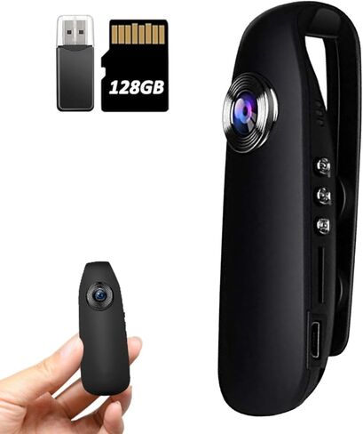 Mini Body Cameras with Audio and Video Recording 1080P HD Motion Detection Night Vision 64GB TF Card 6h Battery Life, Spy Camera, Camera for Video Recording/Outdoor Sports/Security/Work(64G) in Kuwait