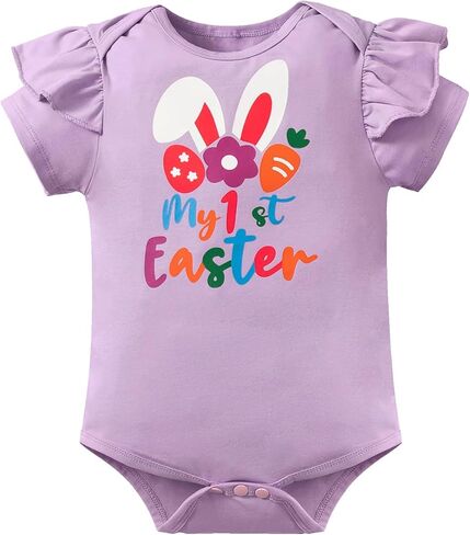 Infant Baby Girl My 1st Easter Bunny Bell Bottom Outfit Pants Set in Saudi Arabia
