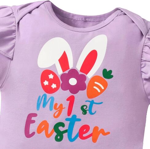 Infant Baby Girl My 1st Easter Bunny Bell Bottom Outfit Pants Set in Saudi Arabia