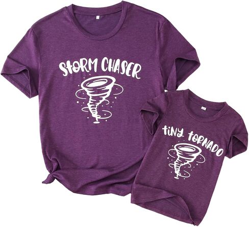 CM C&M WODRO Storm Chaser Tiny Tornado Family Matching T-Shirt Mommy and Me Funny Tornado Graphic Summer Short Sleeve Tees in Saudi Arabia
