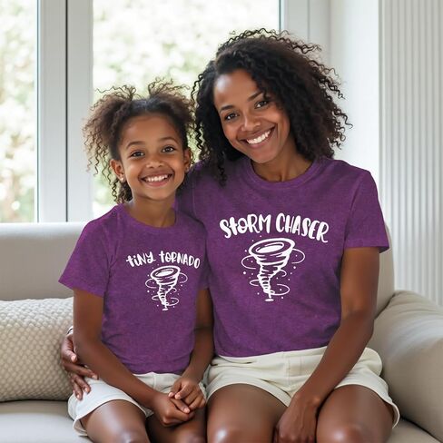 CM C&M WODRO Storm Chaser Tiny Tornado Family Matching T-Shirt Mommy and Me Funny Tornado Graphic Summer Short Sleeve Tees in Saudi Arabia