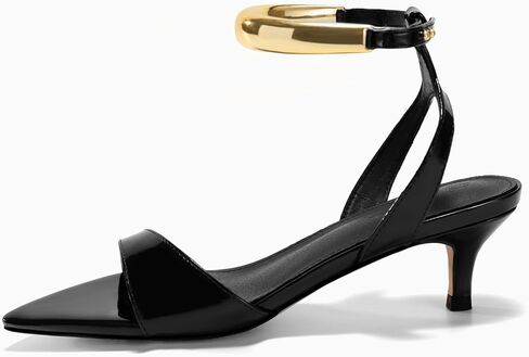 Coutgo Womens Low Kitten Heels Sandals Strappy Pointed Open Toe One Strap Metal Summer Dress Shoes in Saudi Arabia