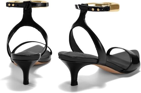 Coutgo Womens Low Kitten Heels Sandals Strappy Pointed Open Toe One Strap Metal Summer Dress Shoes in Saudi Arabia