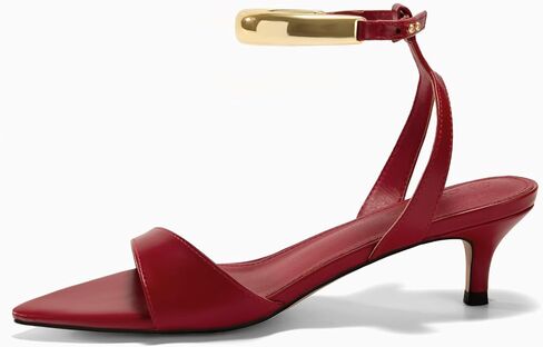 Coutgo Womens Low Kitten Heels Sandals Strappy Pointed Open Toe One Strap Metal Summer Dress Shoes in Saudi Arabia