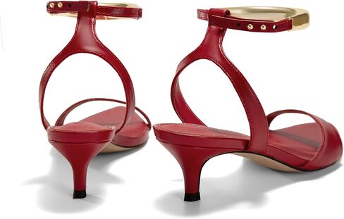 Coutgo Womens Low Kitten Heels Sandals Strappy Pointed Open Toe One Strap Metal Summer Dress Shoes in Saudi Arabia