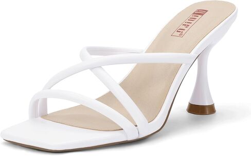 idifu in3 Strappy Stiletto Hitten Heels Square Open Tee Tee Heeled Cenerals مريح زفاف زفاف العروس العروس حفلات حفلة موسيقية للنساء للأزياء اللطيفة اللطيفة المثيرة. in Kuwait