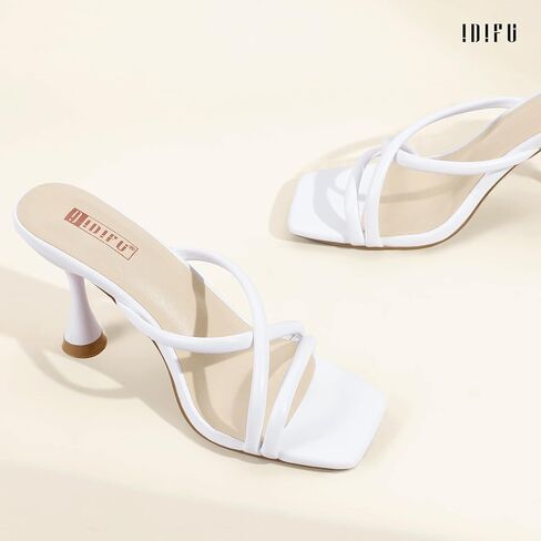 idifu in3 Strappy Stiletto Hitten Heels Square Open Tee Tee Heeled Cenerals مريح زفاف زفاف العروس العروس حفلات حفلة موسيقية للنساء للأزياء اللطيفة اللطيفة المثيرة. in Kuwait