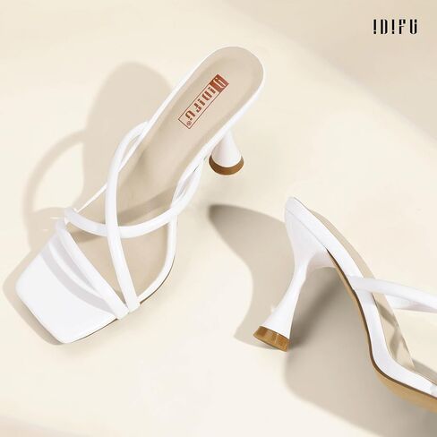 idifu in3 Strappy Stiletto Hitten Heels Square Open Tee Tee Heeled Cenerals مريح زفاف زفاف العروس العروس حفلات حفلة موسيقية للنساء للأزياء اللطيفة اللطيفة المثيرة. in Kuwait