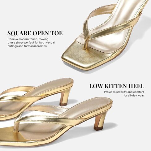 Uacllcau Kitten Heels Sandals for Women Square Open Toe Flip Flops Strappy Heels for Women Sandals Slides in Saudi Arabia