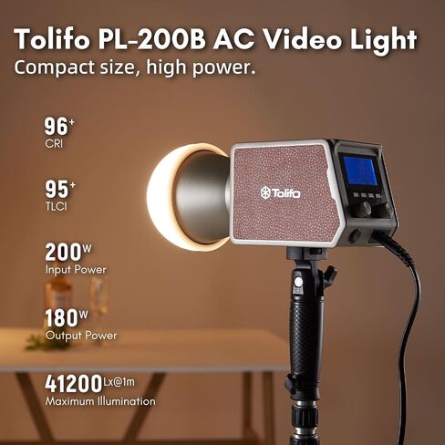 200W Bi-Color Handheld Spotlight Silent COB LED Video Light Kit, 2700K-6500K CRI97+/TLCI98+/12 Effects/APP Control, 360° Fill Lights for Photography/Studio/YouTube/TikTok/Live Streaming in Saudi Arabia