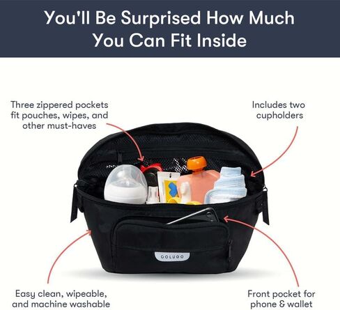 Colugo On-The-Go Stroller Organizer Insert with Zipper, Stroller Caddy with Cup Holder, Stroller Accessories for Parents specially designed to fit to your stroller with Non Slip Straps (Olive) in Saudi Arabia