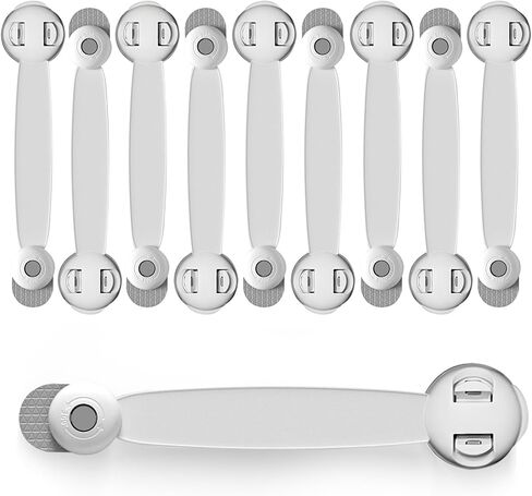 Child Safety Cabinet Locks, 10-Pack Baby Proofing Latches with Safe Quick & Easy 3M Adhesive, No Drilling/Screws Childproofing Strap Locks for Drawer, Furniture, Door, Fridge, Oven & Toilet Seat in Saudi Arabia