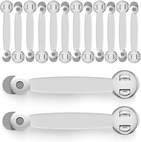 Child Safety Cabinet Locks, 10-Pack Baby Proofing Latches with Safe Quick & Easy 3M Adhesive, No Drilling/Screws Childproofing Strap Locks for Drawer, Furniture, Door, Fridge, Oven & Toilet Seat in Saudi Arabia